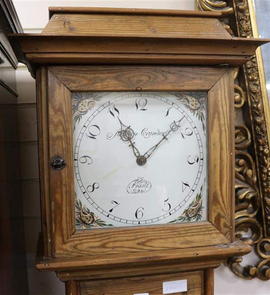 A pine thirty hour longcase clock W.47cm